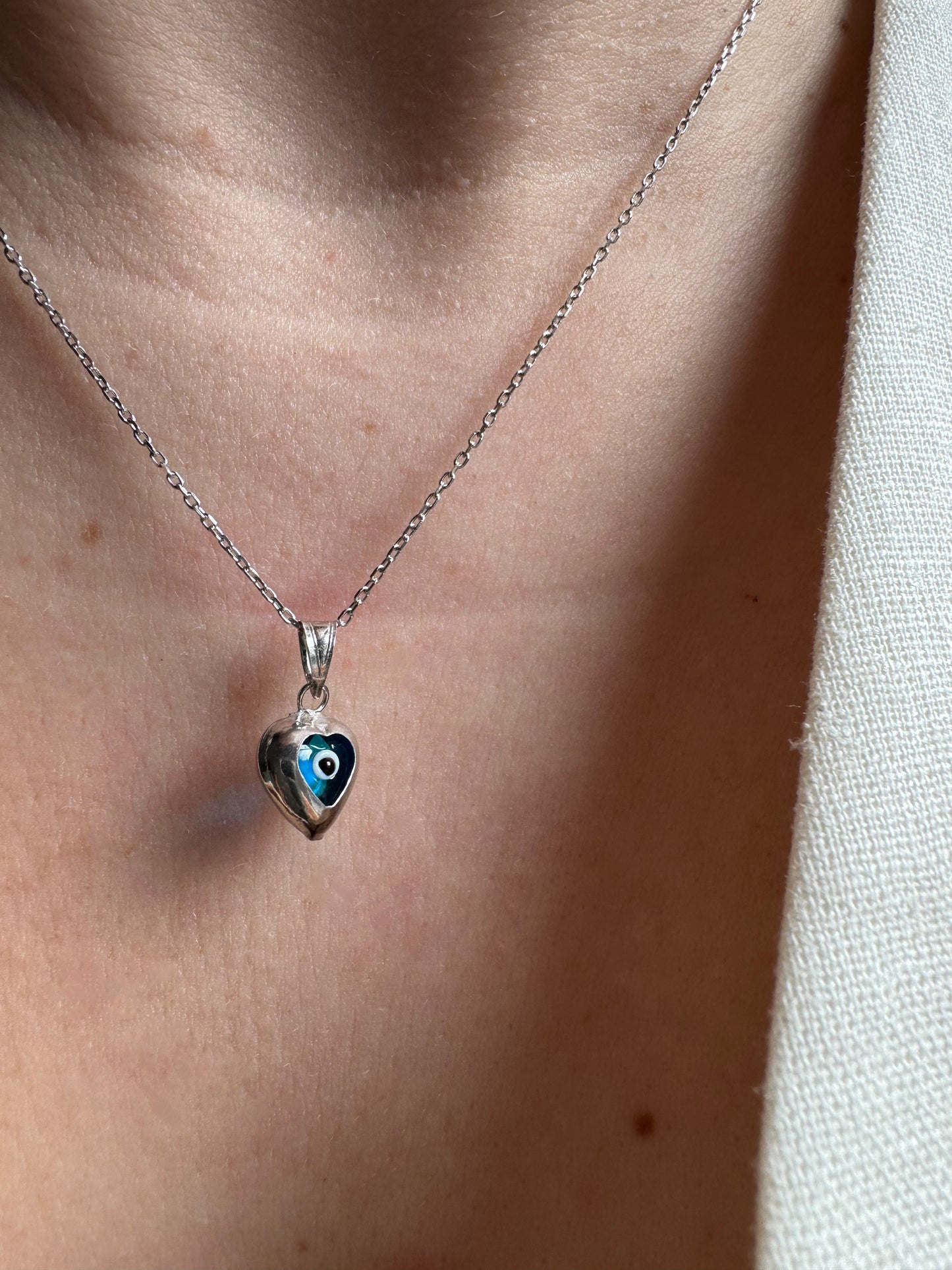 Heart evil eye necklace