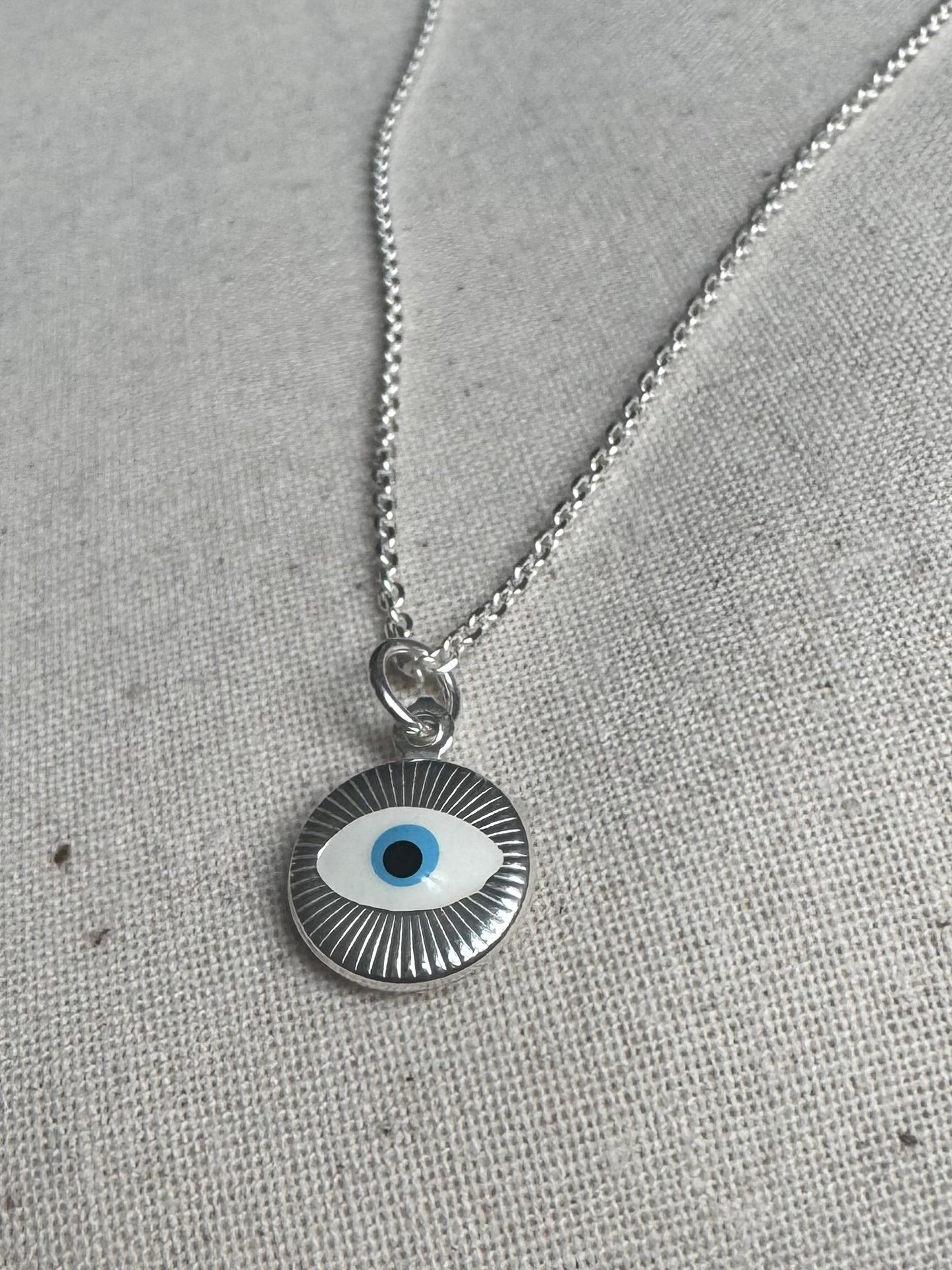 Sterling silver evil eye medallion