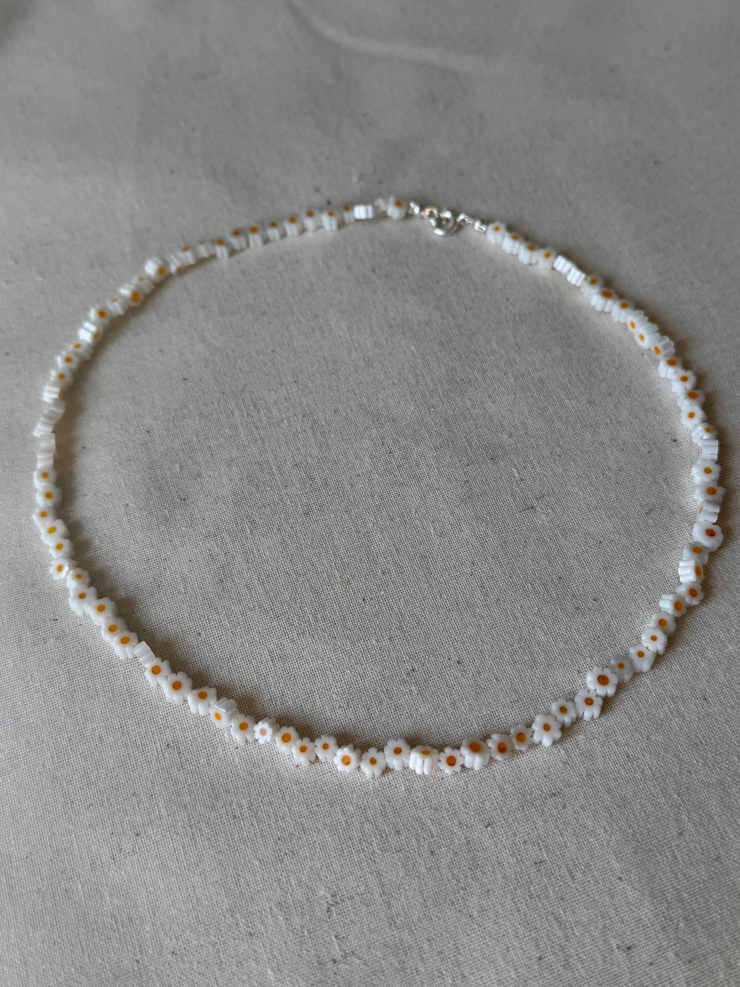 Lampwork glass daisy choker necklace
