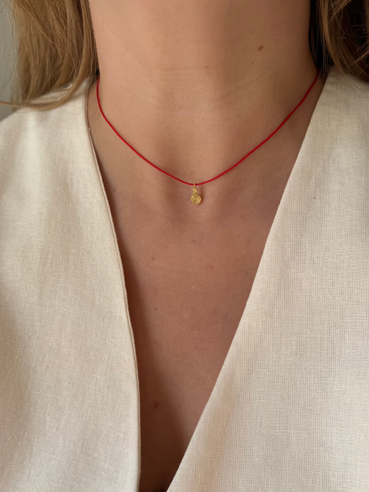 Spiral red cord necklace