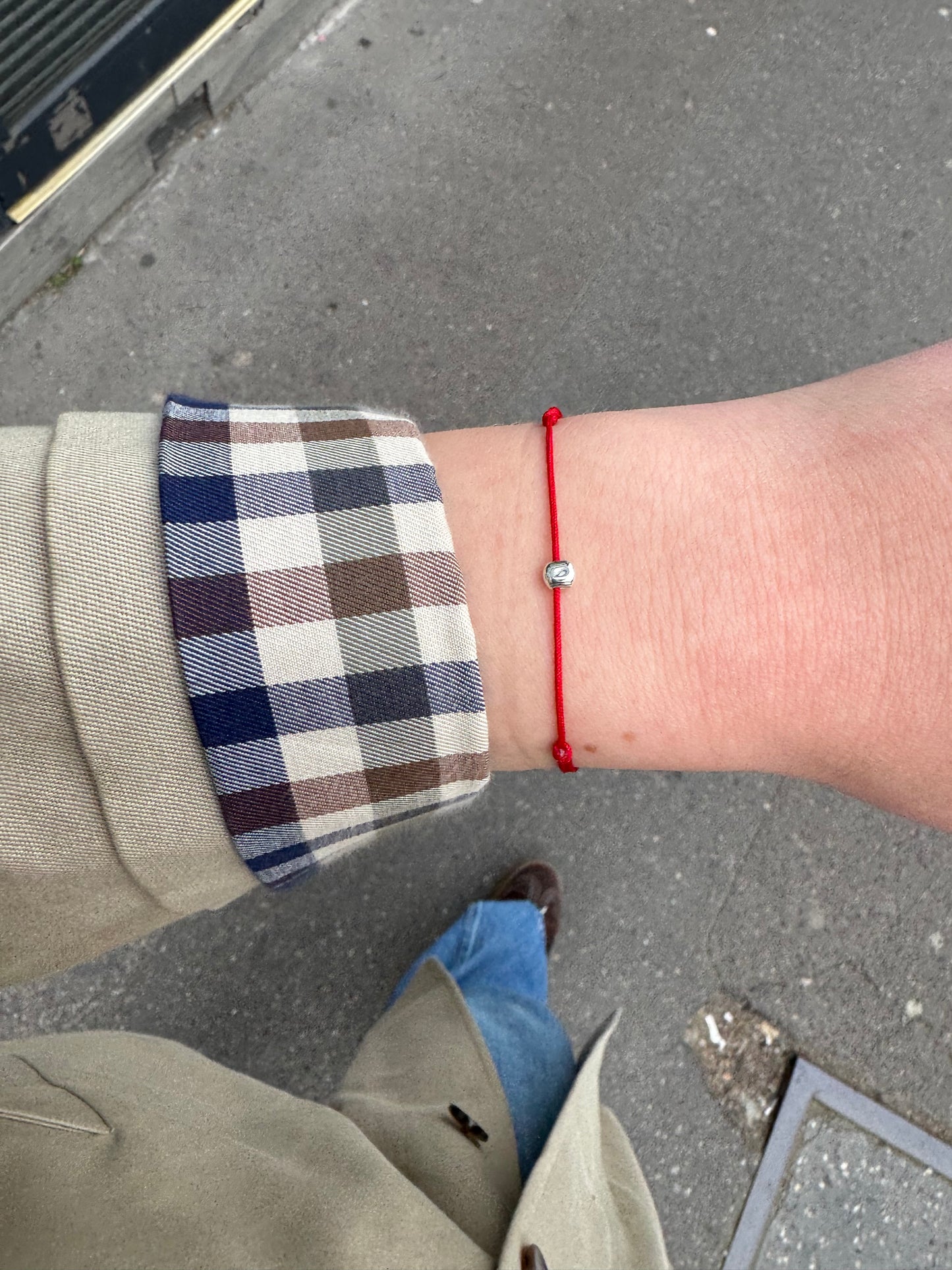 Red String Bracelet with Sterling Silver Bead