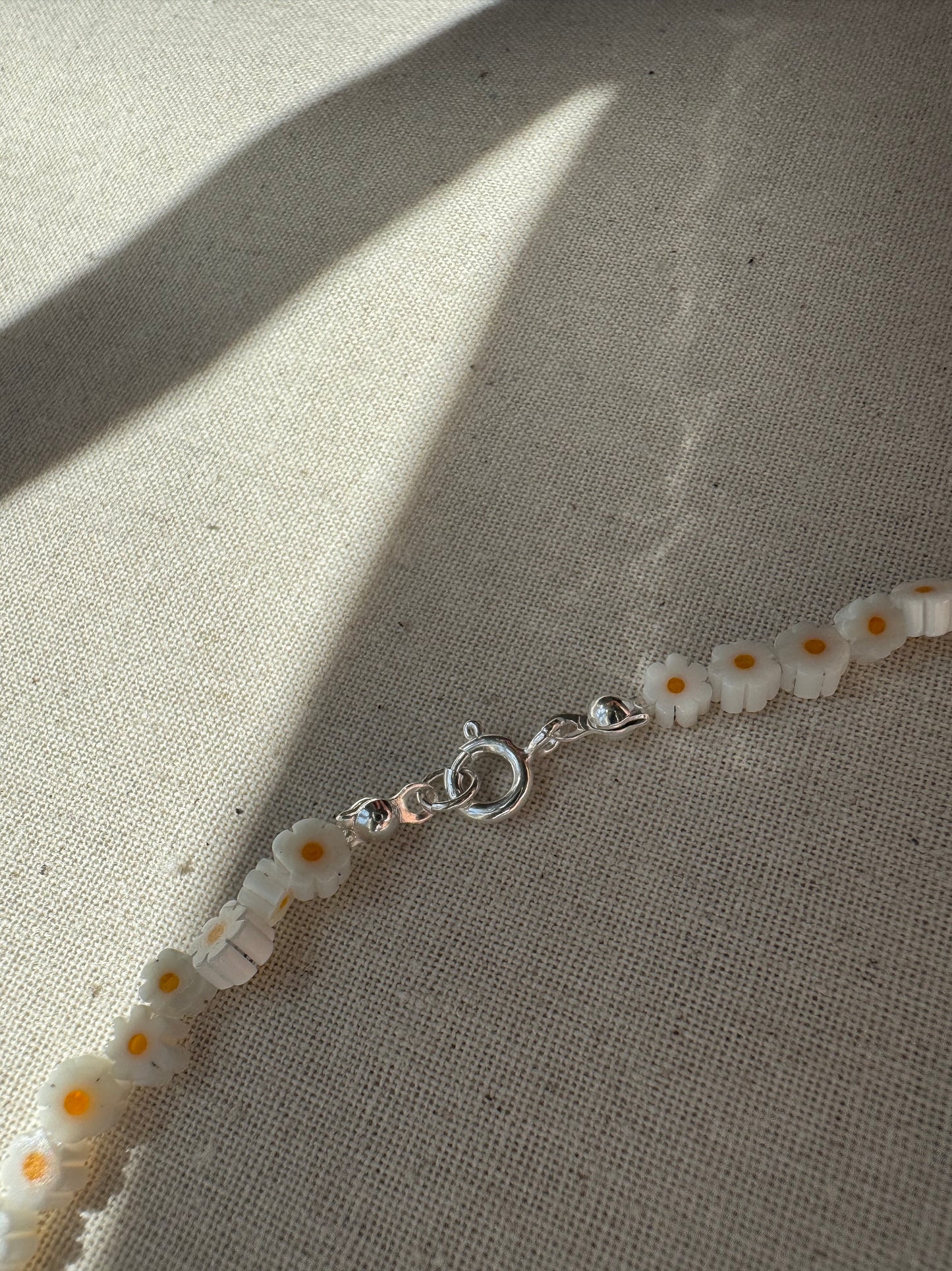 Lampwork glass daisy choker necklace