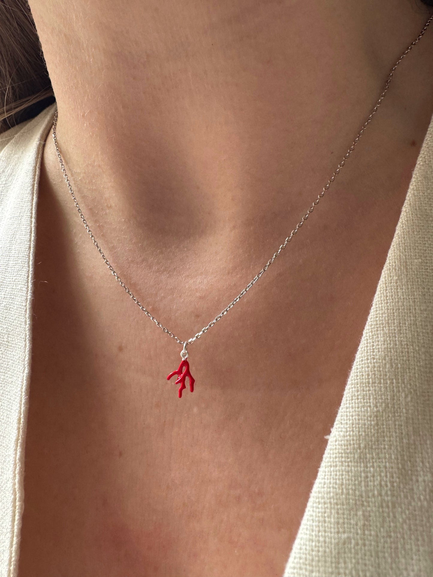 Coral Necklace – 925 Sterling Silver