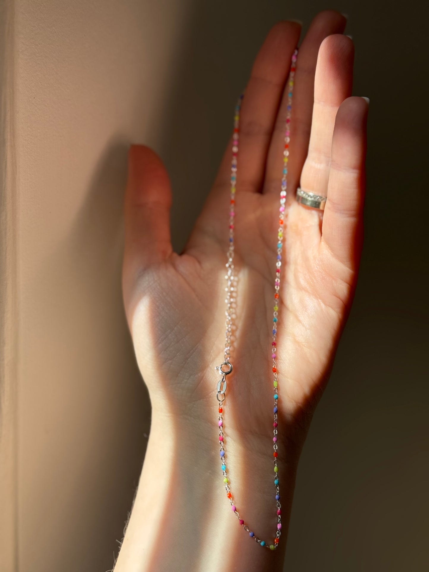 Multicolor Sterling Silver Chain Necklace