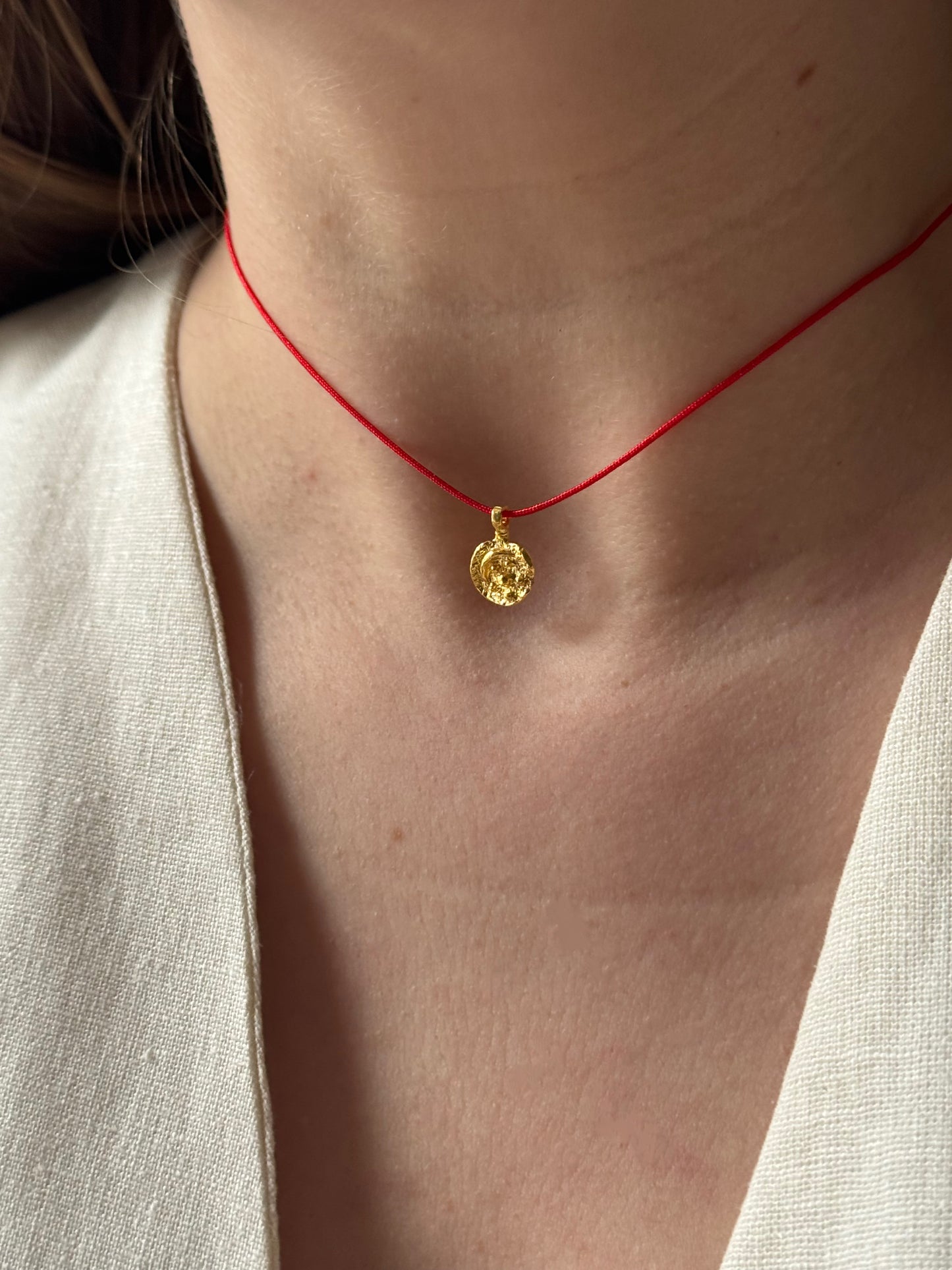 Sun, Eye & Moon Red String Necklace