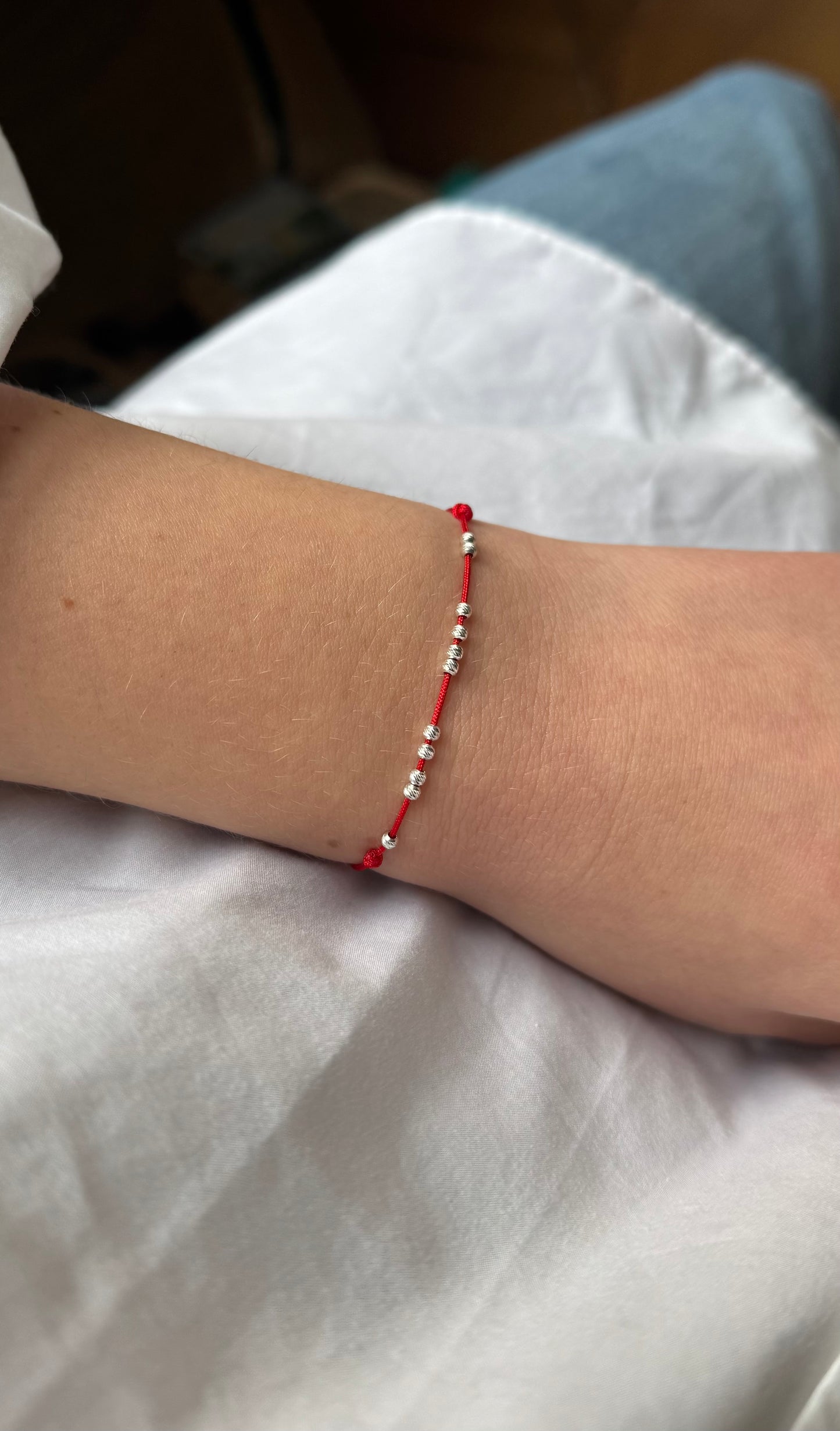 Minimal 11 Bead Red String Bracelet