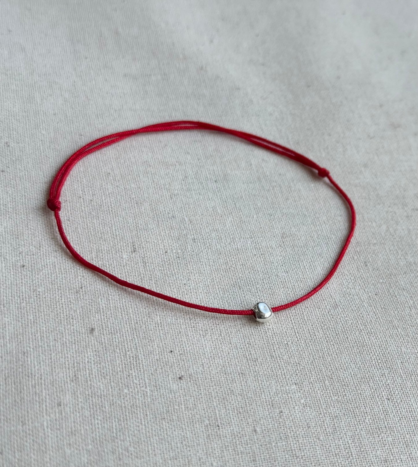 Red String Bracelet with Sterling Silver Bead