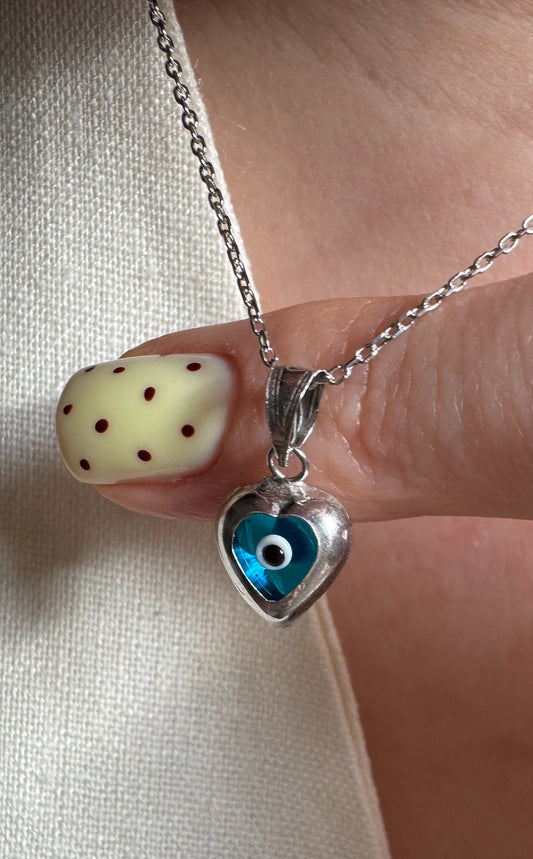 Heart evil eye necklace