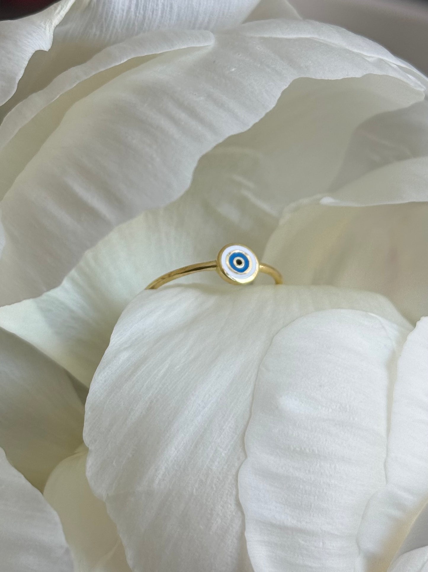 Minimal evil eye ring