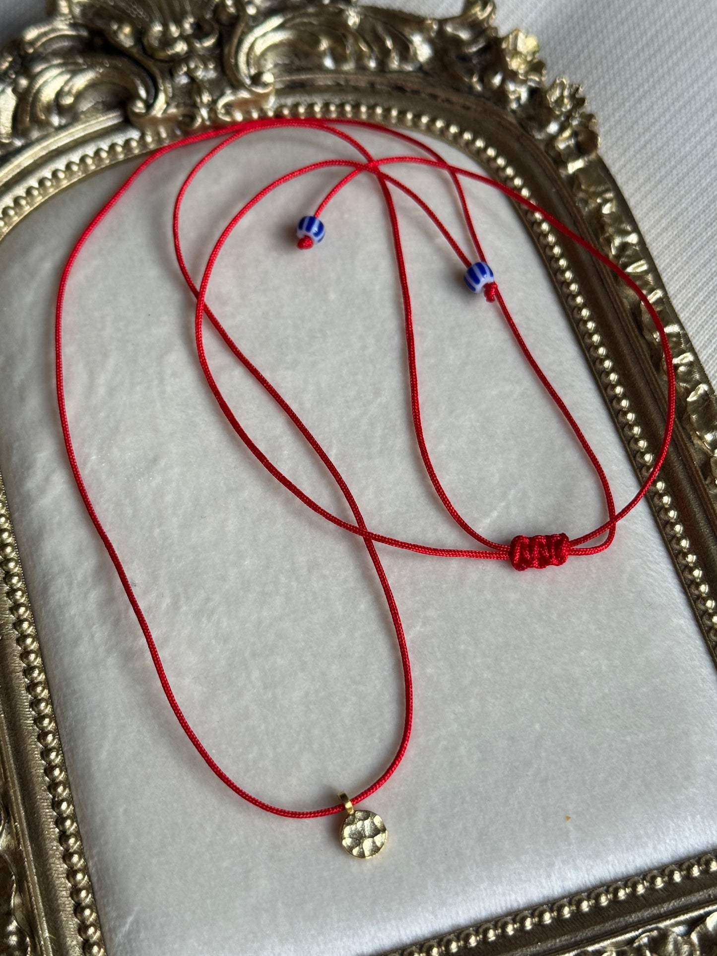 Round Charm Red String Necklace