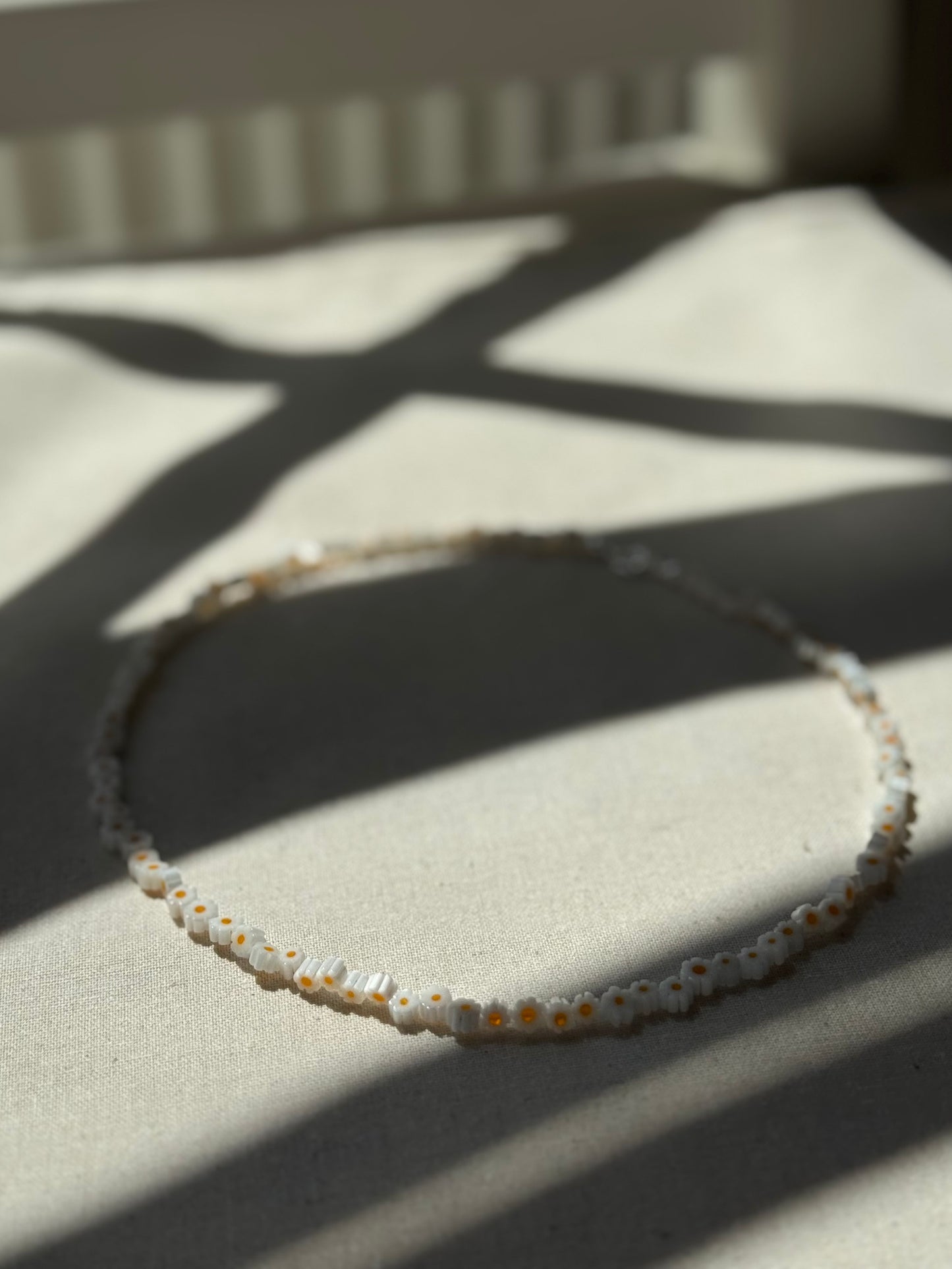 Lampwork glass daisy choker necklace