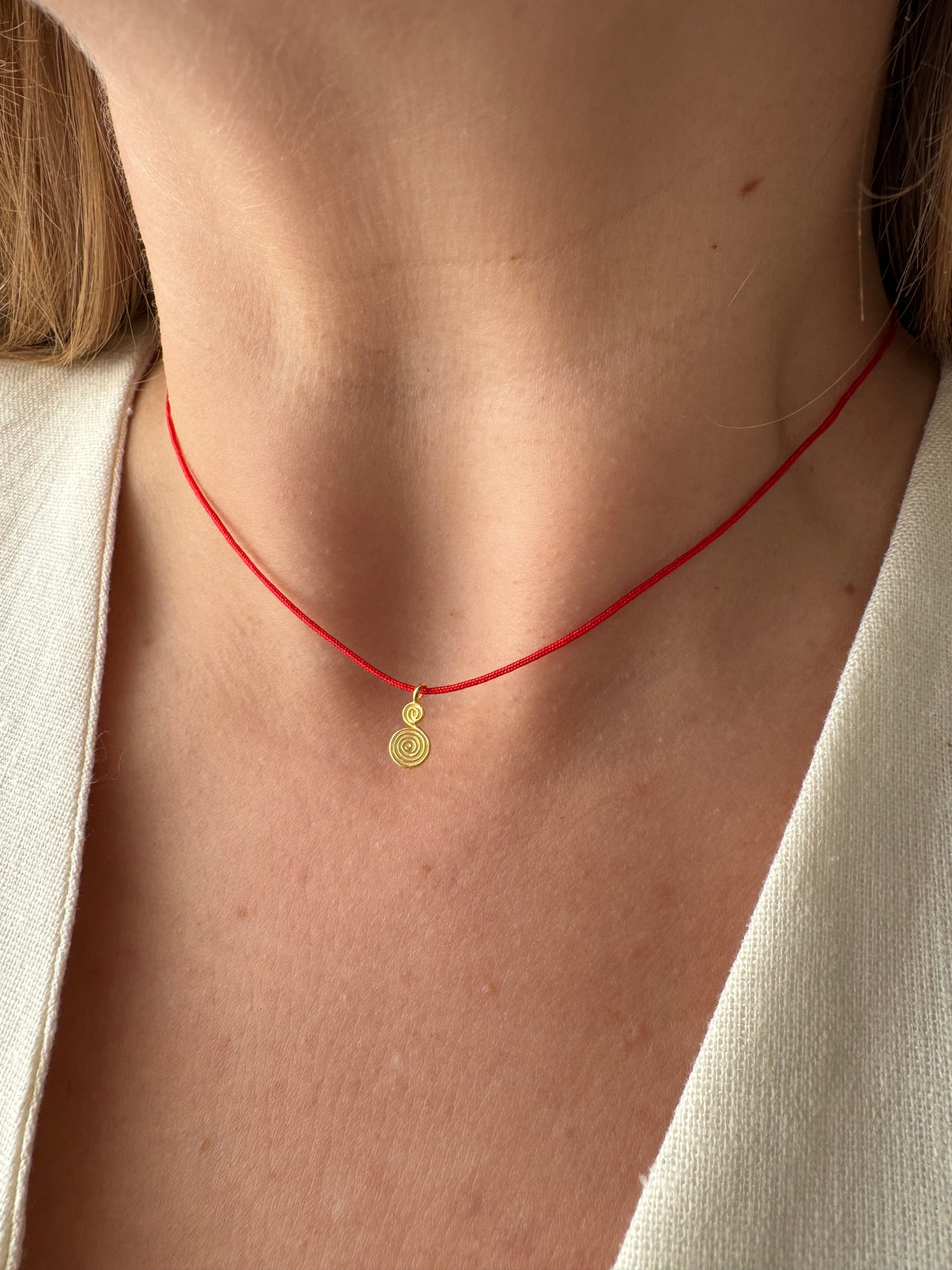 Spiral red cord necklace