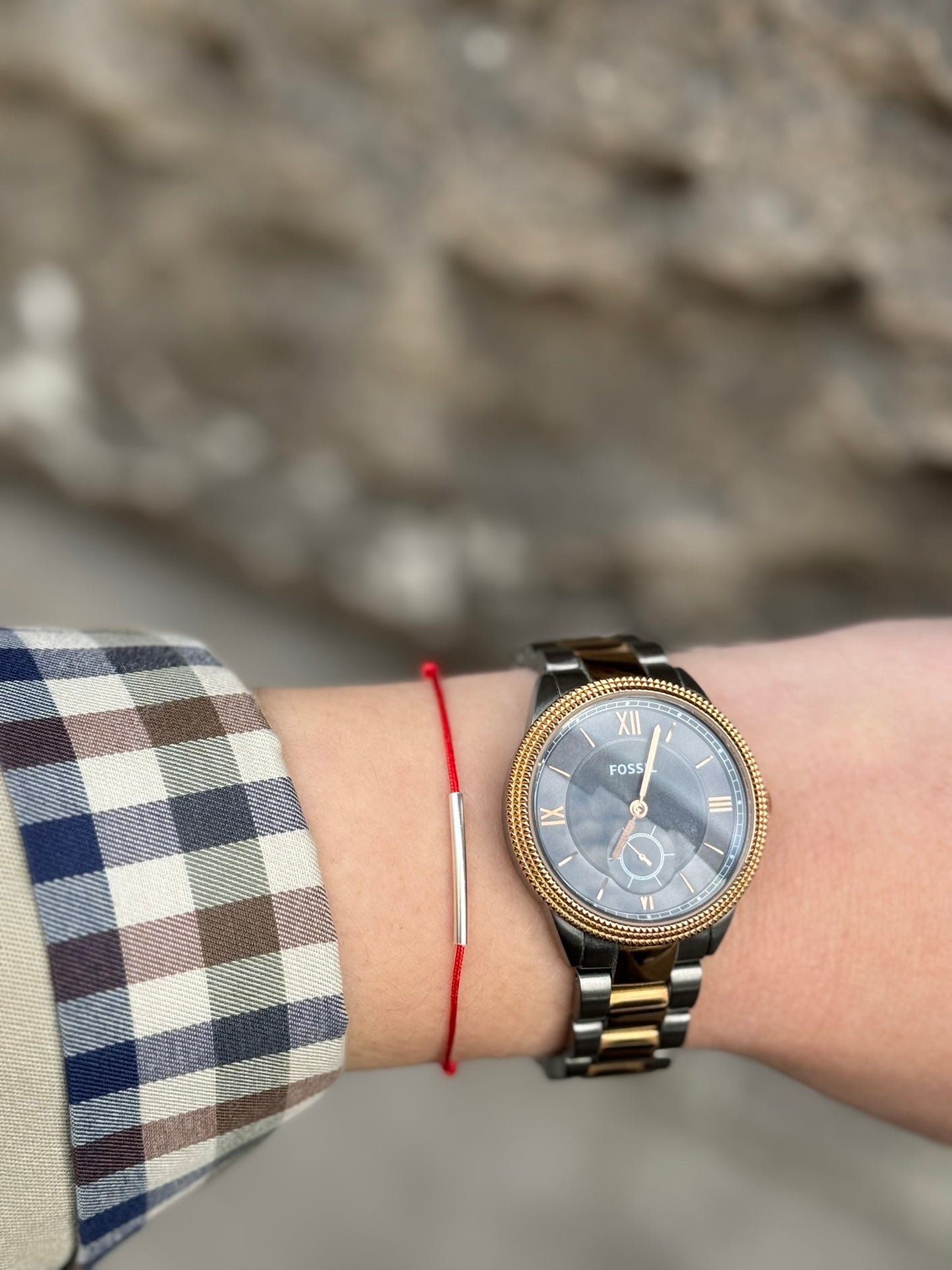 Red string tube bracelet